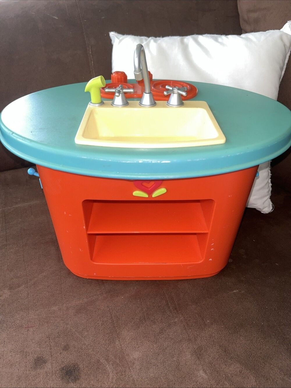 American Girl Bitty Baby kitchen sink pretend play kids children plastic red